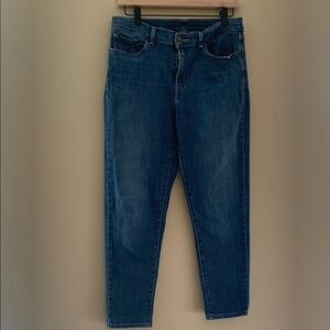 Blue Straight Leg Jeans with Medium Wash